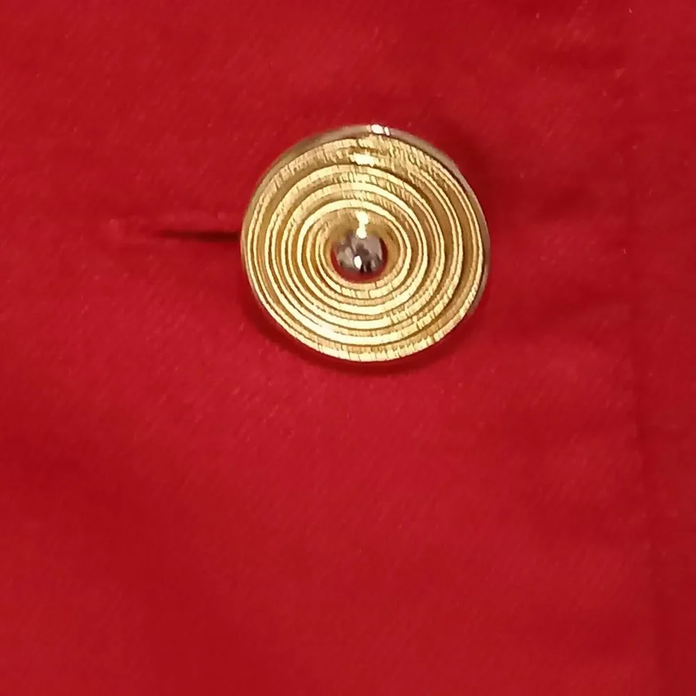 Size 10-12 Bright Red Unusual Buttons Smart WOOL Jacket - Picture 3 of 9